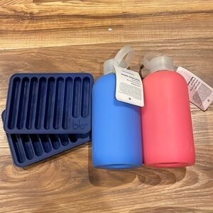 New Bkr bottles in Romeo and rosy and two Bkr silicone ice trays